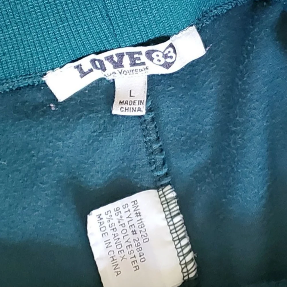 Love 83 Forest Green Velour Pants Size L